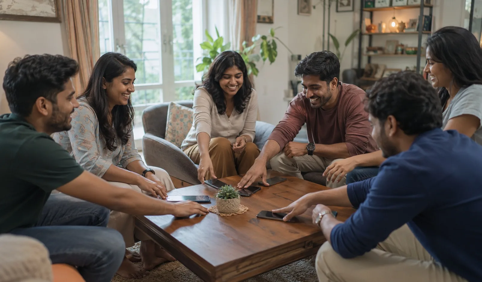 Friends sharing a lively group activity